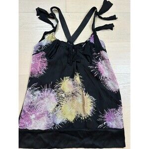 Vintage DVF Silk Halter Top 2010s It Girl Gossip Girl Flowy Tasseled Blouse 2